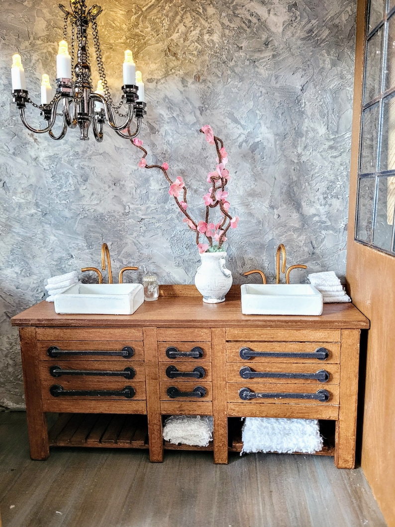 Miniature Dollhouse Bathroom Double Sink Vanity: Farmhouse SVG File ...