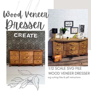 SVG Miniature Wooden Dresser/ Dollhouse DIY/ Cricut / Laser Cut Files ~ 1:2 Bedroom Bureau Drawers ~ Instant Download