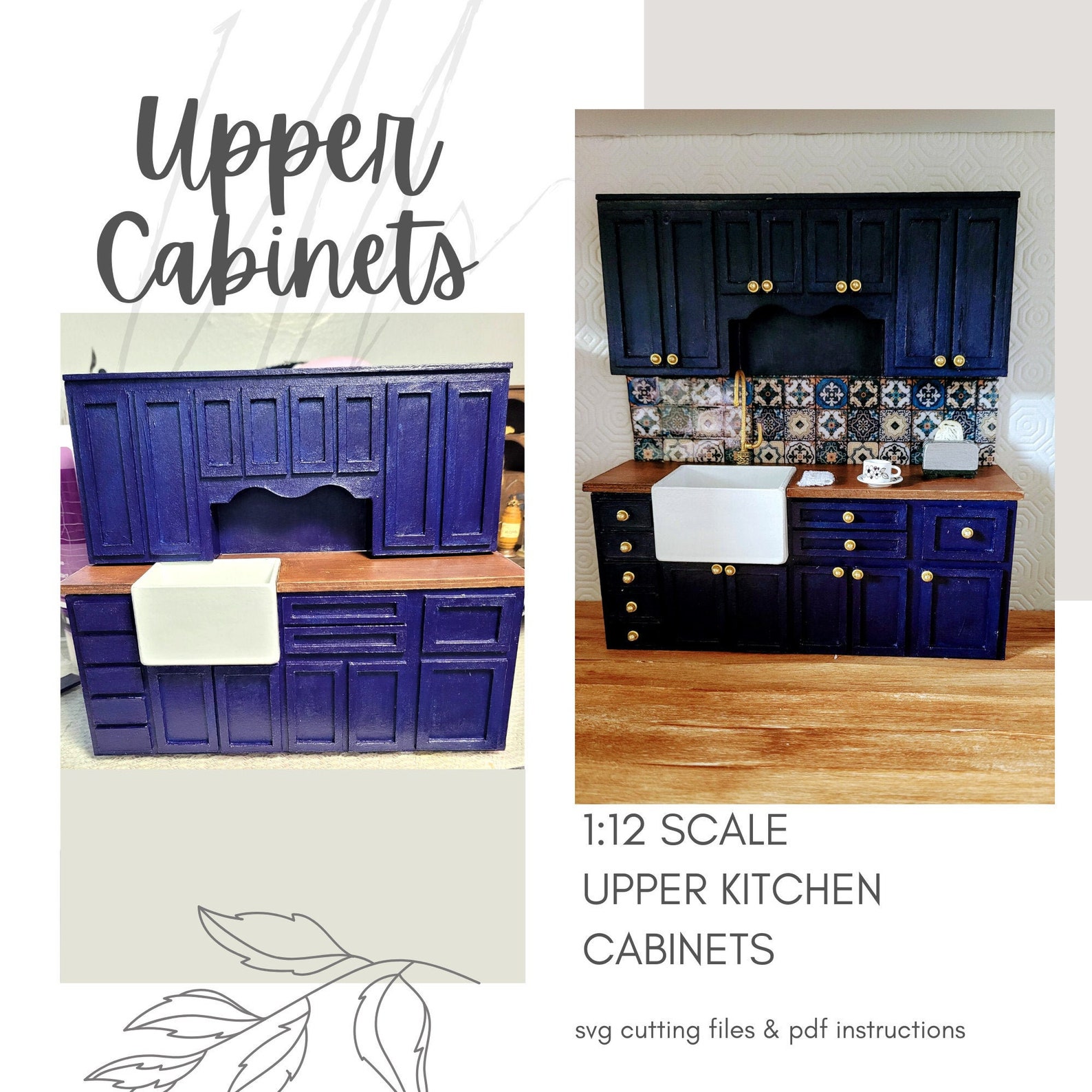 SVG Dollhouse Upper Kitchen Cupboards / Miniature DIY Etsy