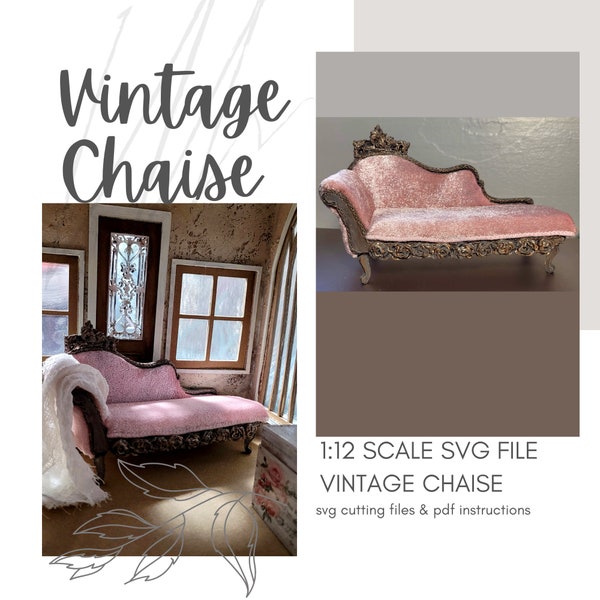 SVG Chaise Lounge Dollhouse Miniature / DIY Vintage Chaise Chair ~ Laser - Cricut Maker Cut File ~ Instant Digital Download