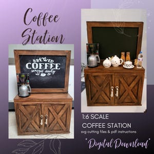 SVG 1:6 Scale DIY Fashion Dollhouse Coffee Station / SVG Cricut Cut Files ~ Instant Digital Download