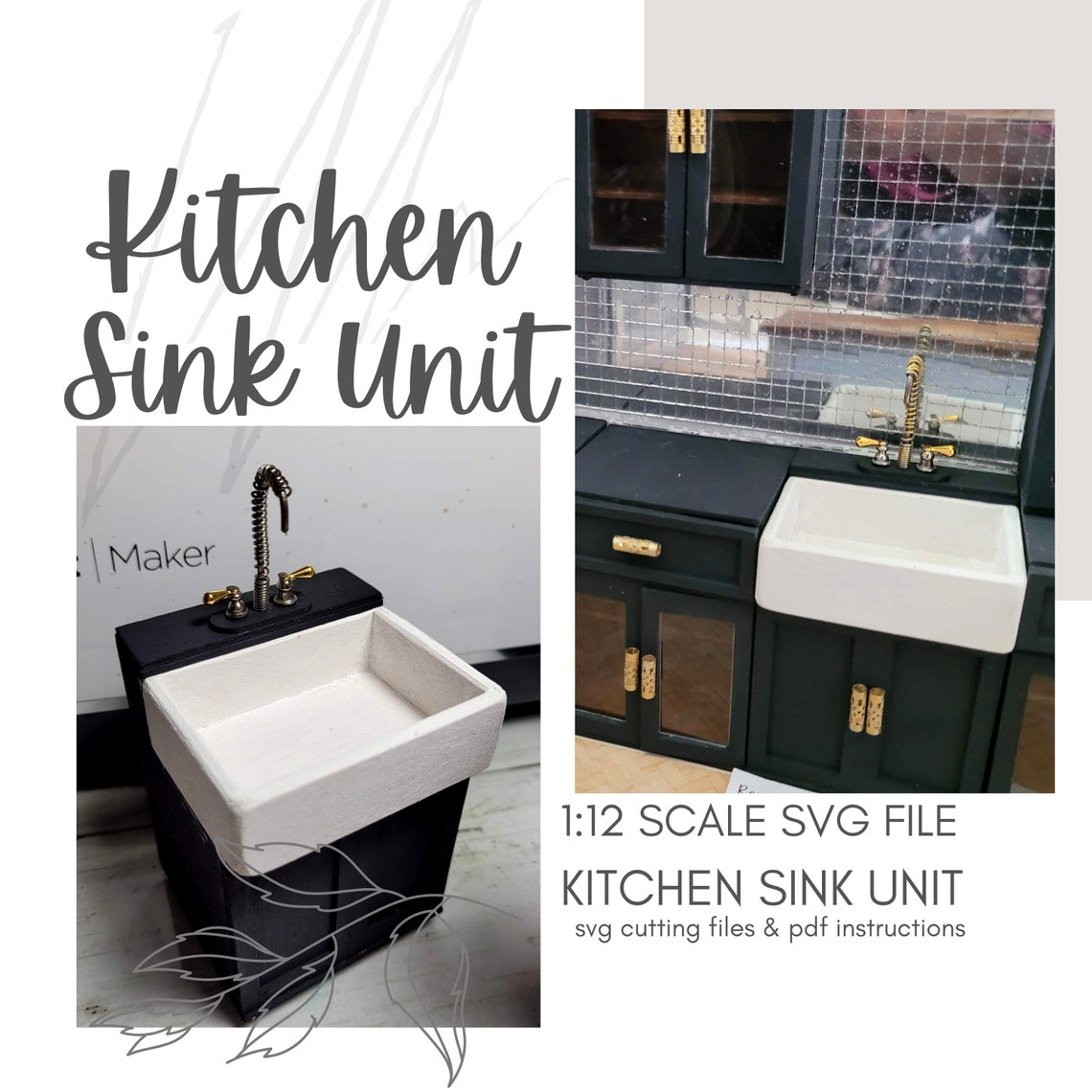 SVG Dollhouse Kitchen Sink Unit / Dollhouse DIY Kitchen Etsy