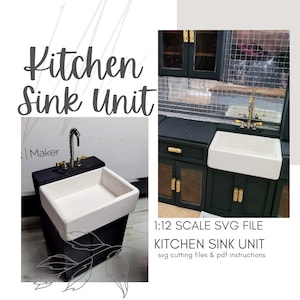 Dollhouse Miniature SVG Kitchen Sink Unit / Dollhouse DIY Kitchen Cabinet Furniture ~ Cricut and Laser Cutting File ~ Digital Download