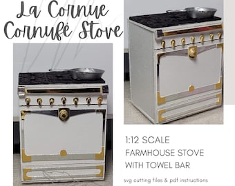 Dollhouse Mini Stove SVG Cricut Maker Cut File ~ Biały 1:12 skala Miniaturowa kuchnia w stylu wiejskim DIY ~ Skala 1 cala ~ Natychmiastowe pobranie