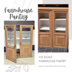 SVG Dollhouse Miniature Cut File ~ Mini Furniture ~ Modern Farmhouse Decor ~ Pantry Cabinet DIY ~ Instant Download