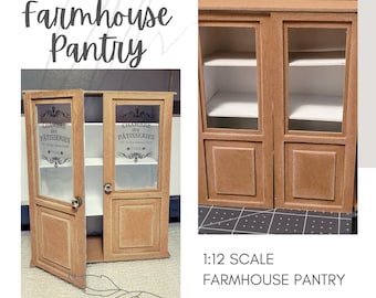 MINIATURE Dollhouse Furniture Farmhouse Pantry Cabinet SVG ~ Instant Download