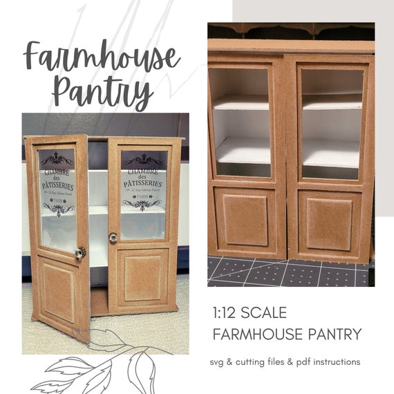 MINIATURE Dollhouse Furniture Farmhouse Pantry Cabinet SVG ~ Instant Download