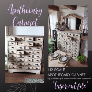 1:12 Scale Dollhouse Apothecary Cabinet SVG, Farmhouse Miniatures (Digital Download)