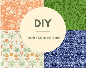 Dollhouse Printable Fabric: 5 Floral Designs (A4 PDF)