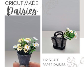 Cricut Made Daises ~ DIY Miniature Paper Flowers ~ 1:12 Dollhouse Scale ~ PNG & SVG Files for Greeting Cards Scrapbooking ~ Instant Download