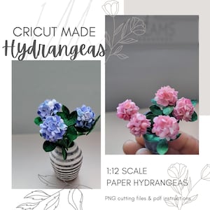 Hydrangea ~ DIY Miniature Paper Flowers ~ 1:12 Dollhouse Scale ~ PNG & SVG File ~ Instant Download ~ Doll garden ~ Scrapbook card-making