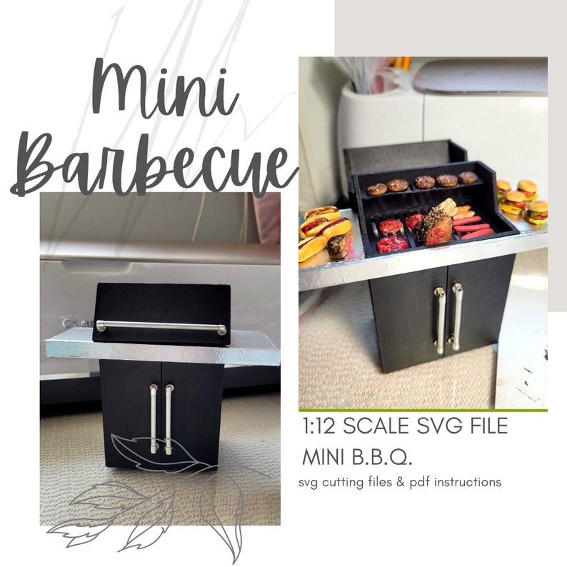 Dollhouse SVG Miniature Barbecue BBQ / DIY Patio Mini Gas Barbeque Cricut Maker Cut File Instant Digital Download image 1
