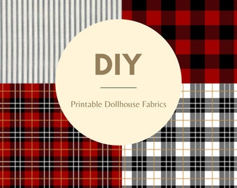Dollhouse Cozy Farmhouse Fabric, Printable A4 PDF (5 Designs)