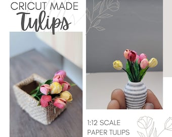 1:12 Scale 2 Bunches Tulips Flowers Dollshouse Miniatures Flowers, 