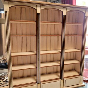 1:12 Scale Dollhouse Bookcase SVG, Built In Miniature Library with Rolling Ladder and Rail, Laser Cut File, xTool, Glowforge image 3