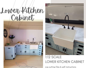 Dollhouse Kitchen Lower Cabinets / Miniature DIY Kitchen Cupboards ~ SVG File ~ Instant Digital Download