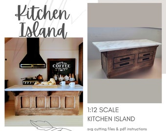 MINIATURE Dollhouse Kitchen Island / DIY Farmhouse Mini Counter SVG File ~ Instant Digital Download