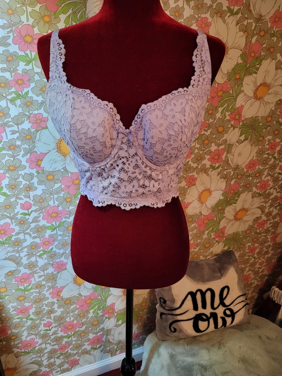 Victoria Secret Bralette, Purple Flower Bralette, Victoria Secret Lace Bra,  Sz 38D 