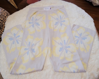 Free People Boho Sweater Pants, House of Sunny Pants Flower Boho Hippie Pants, Sz 8