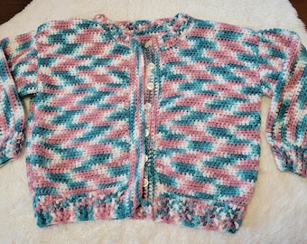 Hobo Cardigan Sweater, Multi Color Crop Sweater, Boho Hippie Sweater, Sz Med