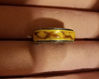 Vintage Brown Stone Statement Ring, Boho Style, Size 6