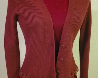 Victoria Secret Sweater, For Love & Lemons Victoria Secret Maroon Red Sweater, Victoria Secret Cardigan, For Love n Lemons Sweater, Sz Lg