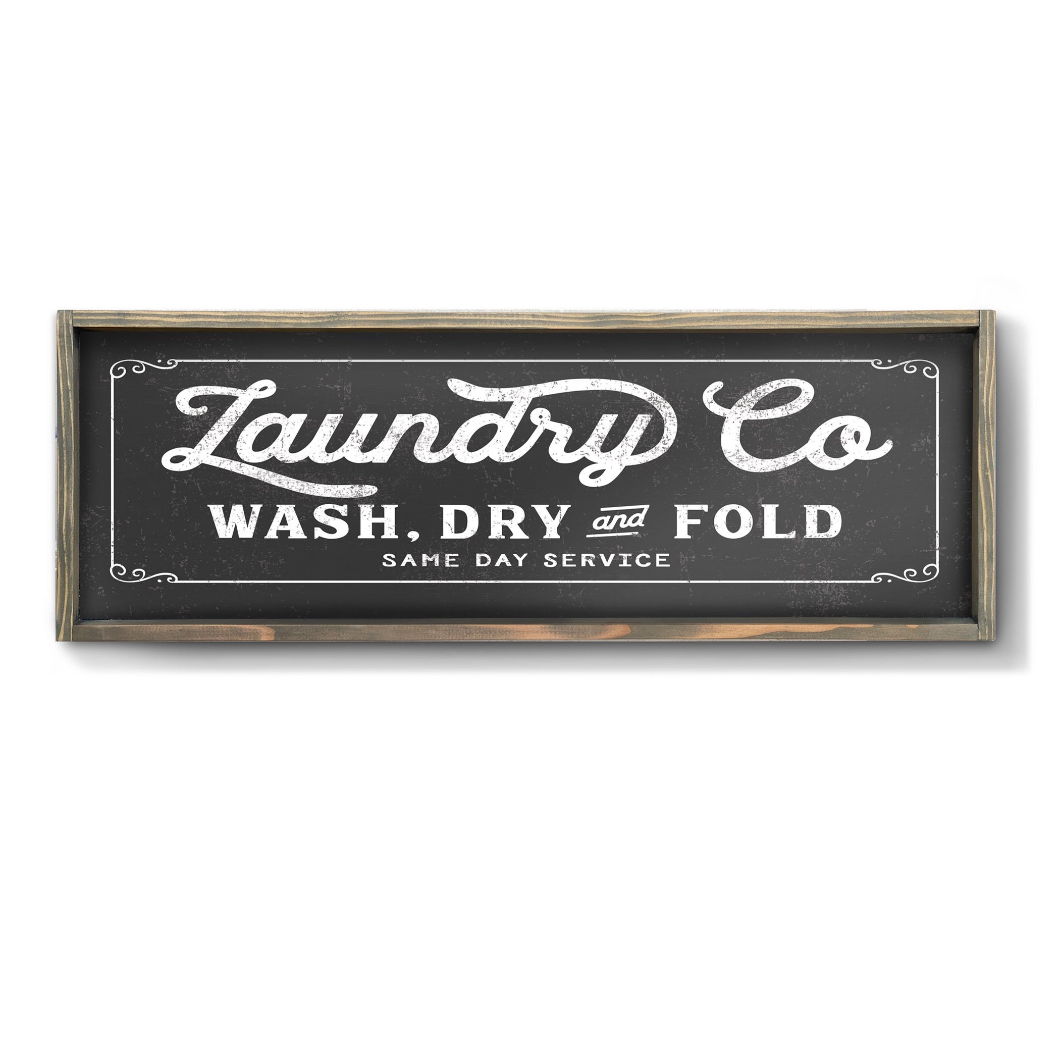 Laundry Co Wash Dry & Fold Dark Background Large Farmhouse | Etsy