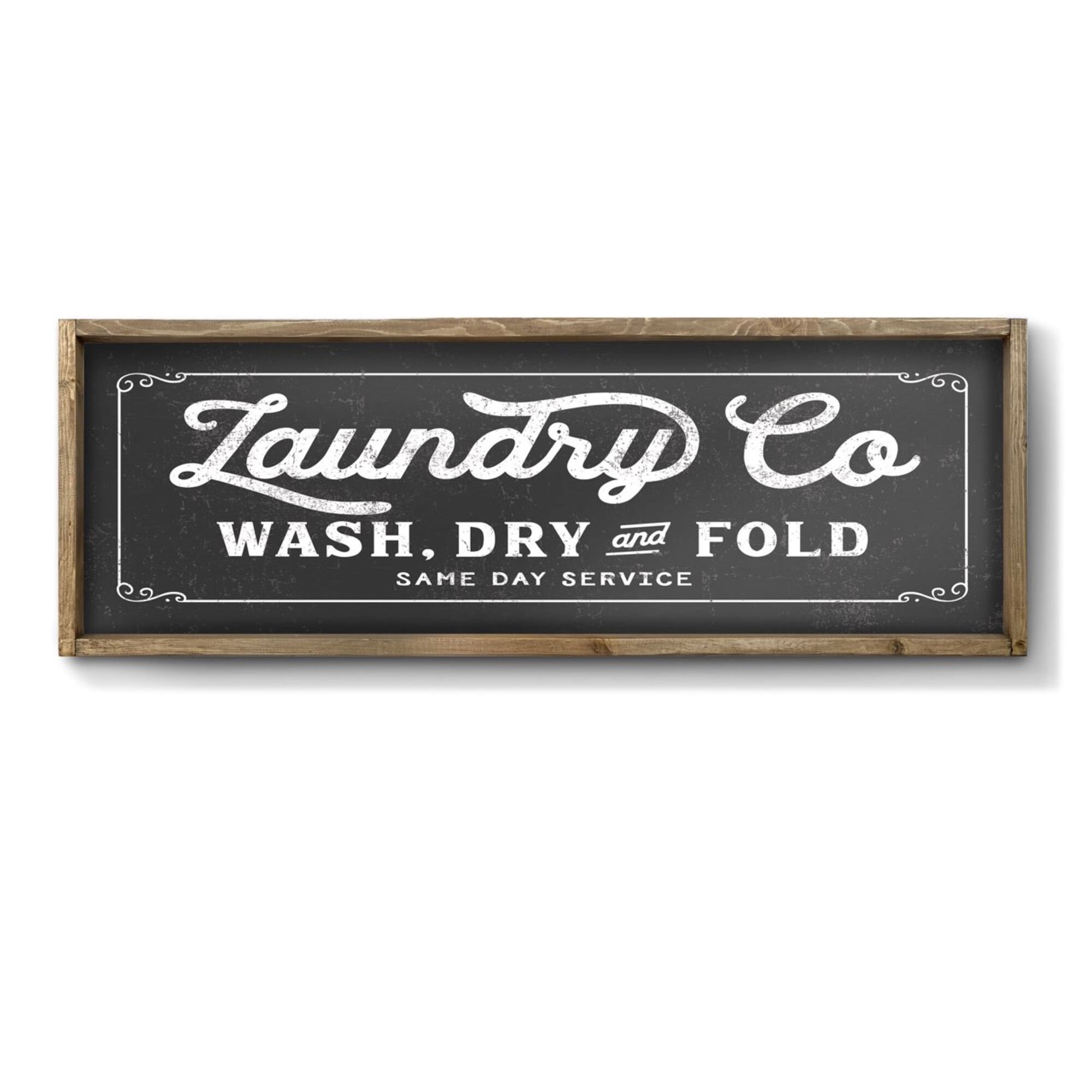Laundry Co Wash Dry & Fold Dark Background Large Farmhouse | Etsy