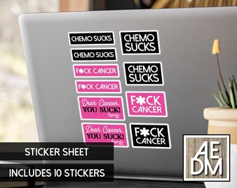 Breast Cancer Awareness Stickers: Laptop, Water Bottle Decals (10-Piece Sheet)