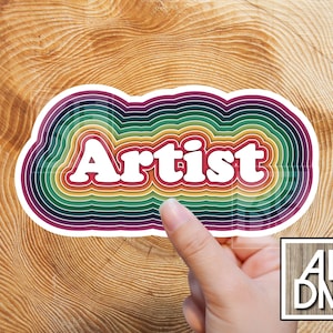 Retro Artist Sticker, Rainbow Artist Sticker, Optical Illusion Sticker, Artist Laptop Sticker, Designer Sticker, Painter Sticker,