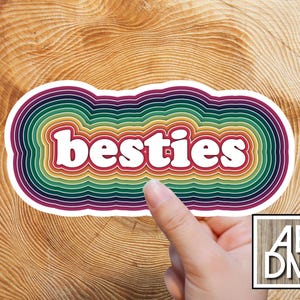 Besties Rainbow Optical Illusion Sticker: BFF Laptop Decal