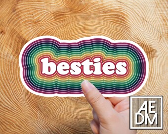 Besties Rainbow optische Täuschung Aufkleber: BFF Laptop Aufkleber
