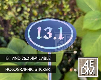 13.1 Half Marathon Holographic Vinyl Sticker, Waterproof Running Sticker, Runner Gift, Laptop, Water Bottle & Car Decal, 26.2