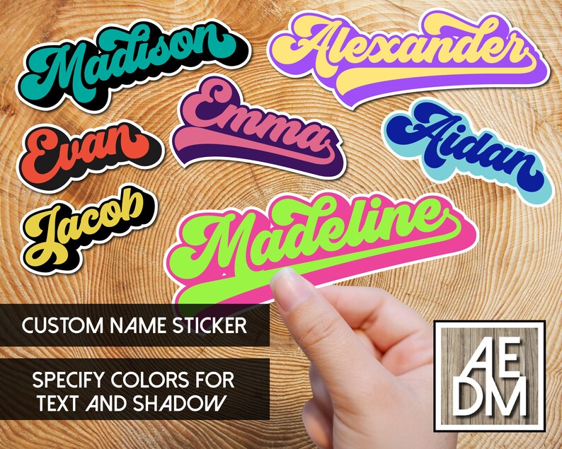 Custom Sticker Custom Retro Name Sticker Personalized Etsy