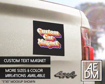 Retro Custom Text Car Magnet | Personalized Vehicle Sign