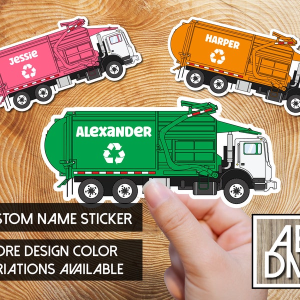 Custom Garbage Truck Sticker, Custom Name Sticker, Personalized Sticker, Personalized Garbage Truck Sticker, Recycling Truck Sticker