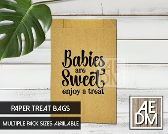 Babies Are Sweet Enjoy a Treat Kraft Treat Bags, Baby Shower Favor Bags, Candy Bags, Gender Neutral Baby Shower Decor