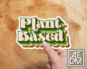 Retro Plant Based Sticker: Vegan Laptop Decal