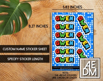 Custom Gamer Name Sticker Sheet, Personalized Video Game Font Text Decal,  Custom Decal for Laptop or Planner