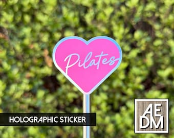 Heart Pilates Sticker, Holographic, Waterproof Vinyl Decal