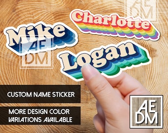 Retro Custom Name Sticker, Custom Retro Name Sticker, Personalized Sticker, Laptop Sticker, Teacher Sticker, Hippie Sticker, Retro