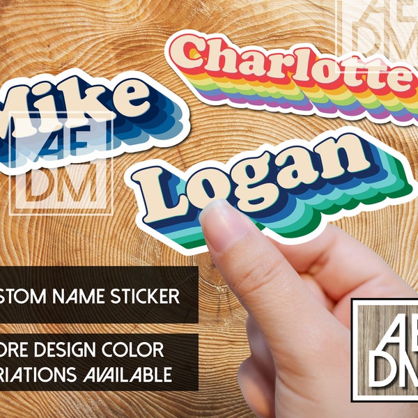 Retro Custom Name Sticker, Custom Retro Name Sticker, Personalized Sticker, Laptop Sticker, Teacher Sticker, Hippie Sticker, Retro