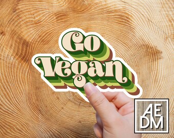 Retro Go Vegan Sticker: Plant Based Laptop Decal