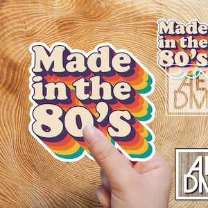 Sticker fabriqué dans les années 80, Sticker arc-en-ciel fabriqué dans les années 80, Sticker pour ordinateur portable années 80, Sticker rétro pour ordinateur portable, Né dans les années 80, bébé des années 80