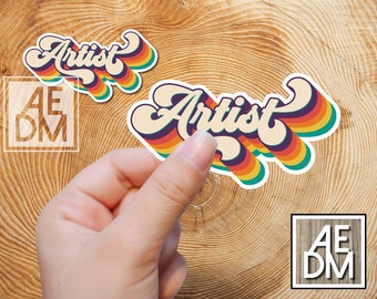 Retro Artist Sticker, Rainbow Artist Sticker, Artist Laptop Sticker, Designer Sticker, Painter Sticker, Cute Sticker for Artist