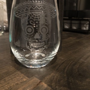 Día de los Muertos - stamlöst vinglas