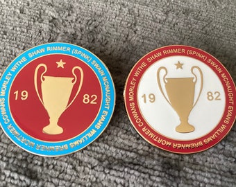 2 Aston Villa European Cup 1982 Football Club Soccer Tribute Enamel Pin Badges