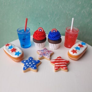 Memorial Day treat set 1:6 scale 9 pieces handmade polymer clay doll food
