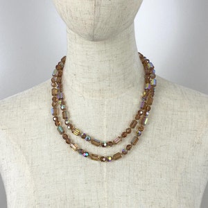 Vintage 1950s Glass Aurora Borealis 2 Strand Necklace
