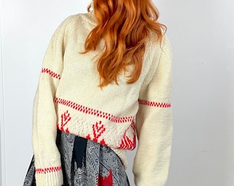 Vintage Hand Knit 70s / 80s Nordic Sweater